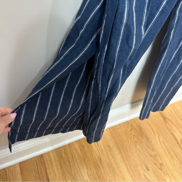 Rachel Roy Kate Linen Striped Shoulder Tie Jumpsuit - Picture 6 of 9
